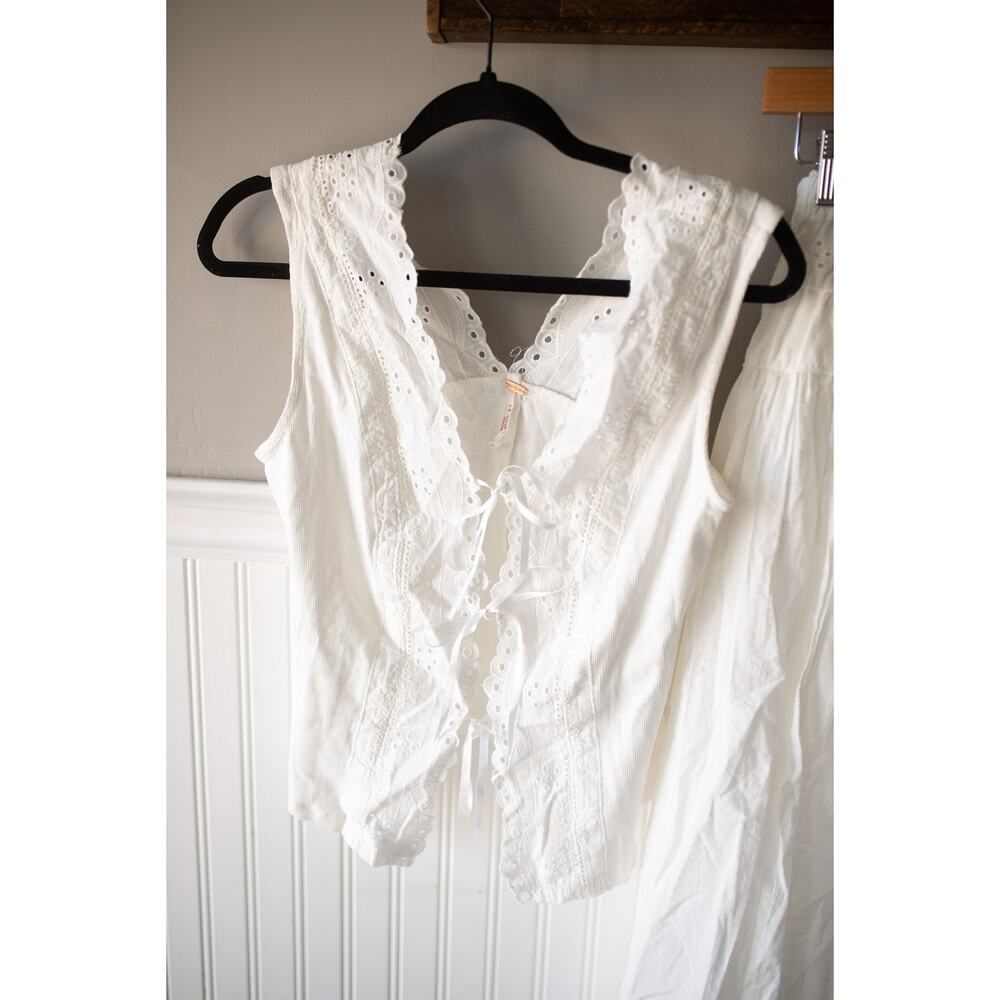 Free People Giselle White Eyelet Maxi Skirt Set (two pieces) - Picture 4 of 5